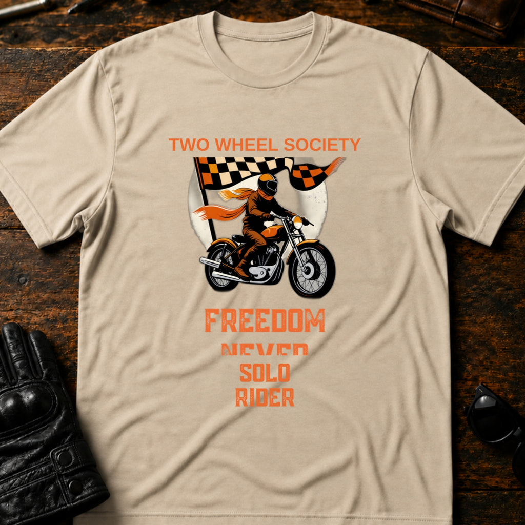Solo Rider Badge T-Shirt - mockup 6 sand