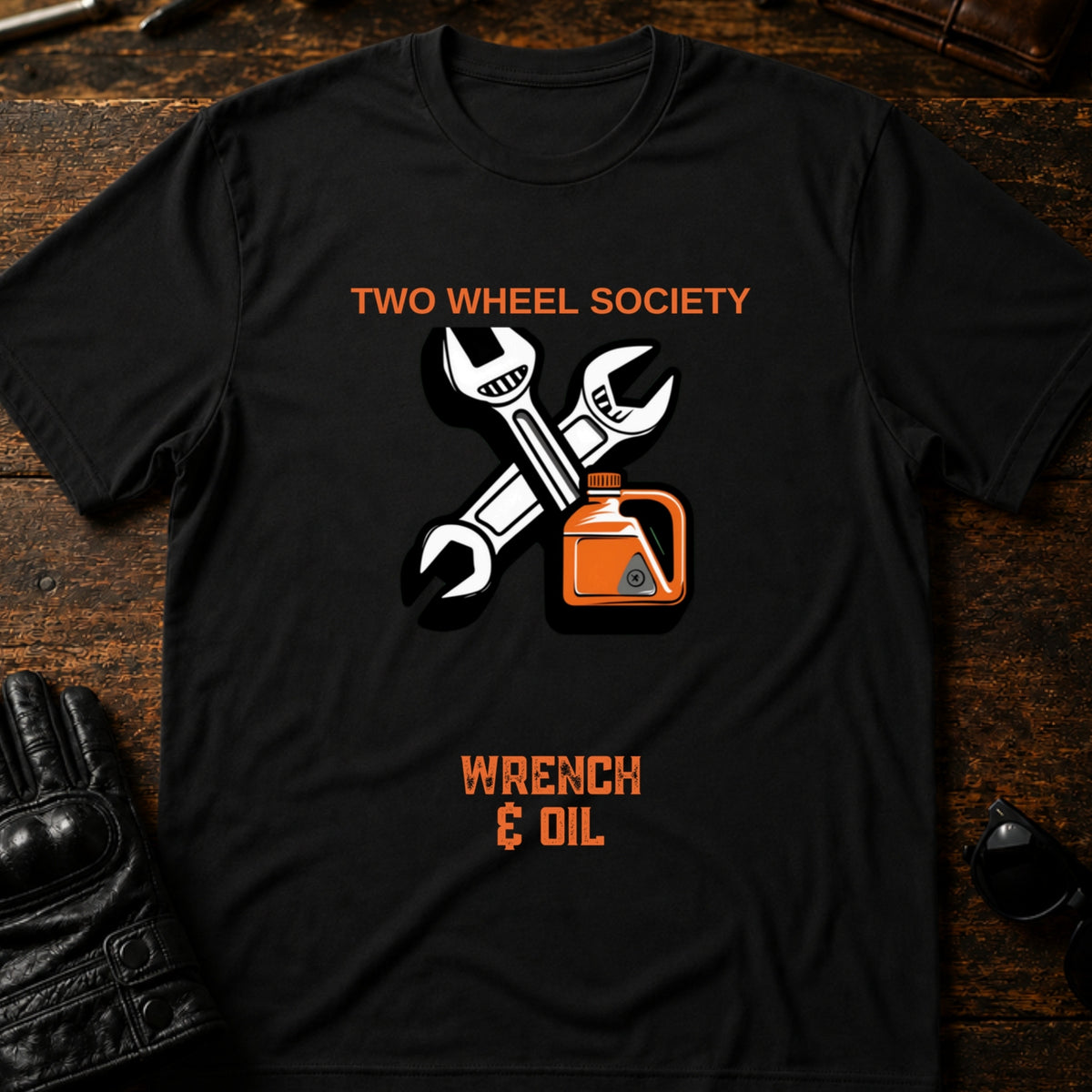 Wrench and Oil Emblem T-Shirt, black