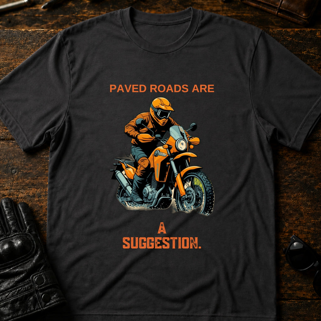 Paved Roads Are A Suggestion Adventure Motorcycle T-Shirt - mockup 3 charcoal