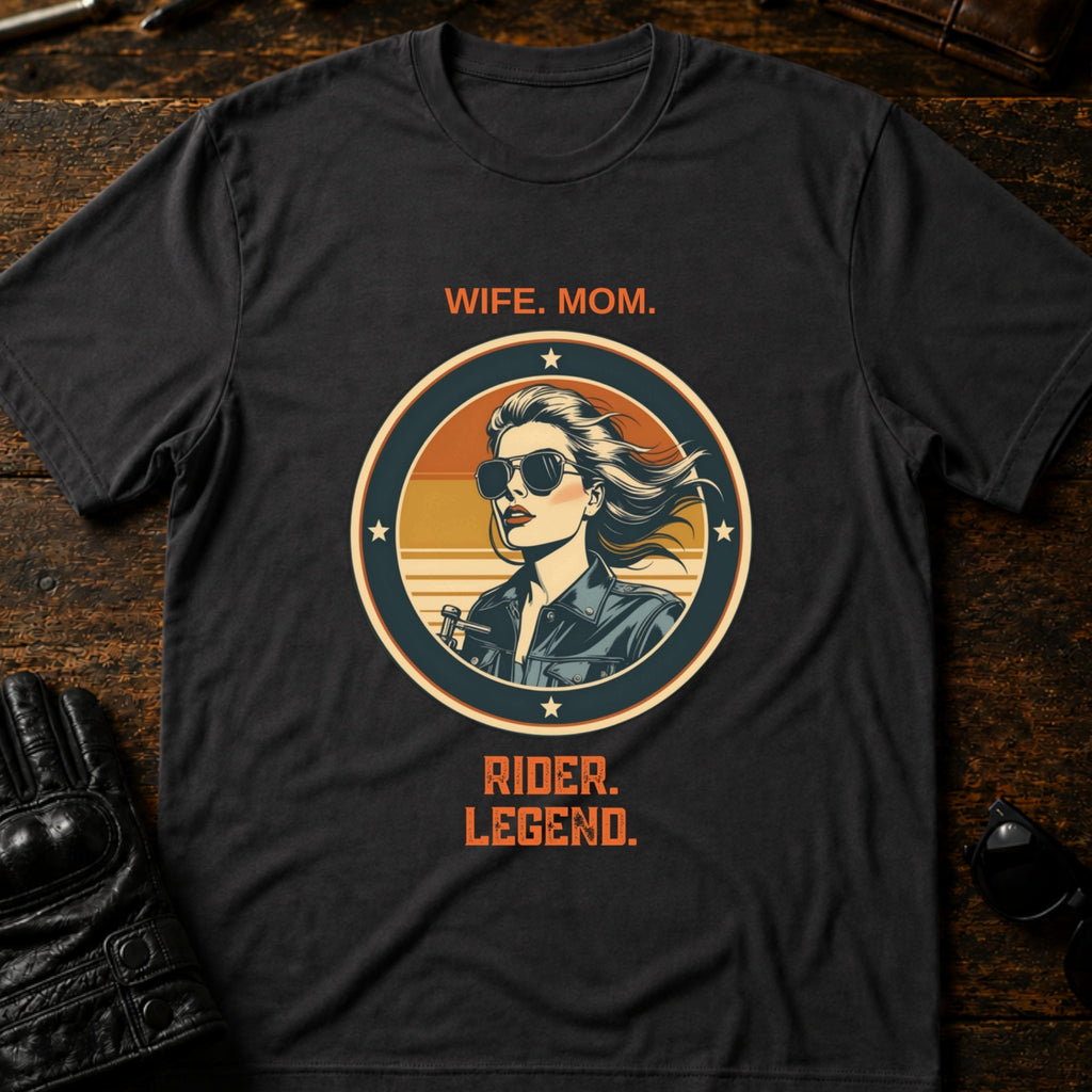 Wife Mom Rider Legend Women Biker T-Shirt - mockup 3 charcoal