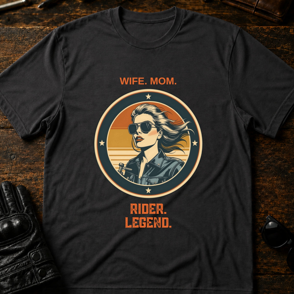 Wife Mom Rider Legend Women Biker T-Shirt, charcoal