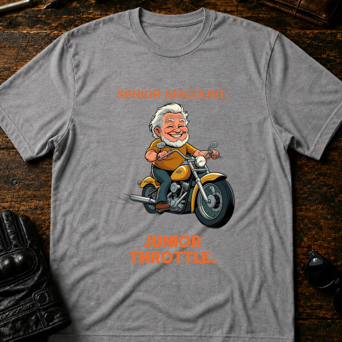 Senior Discount Junior Throttle Hand Biker T-Shirt, sport gray