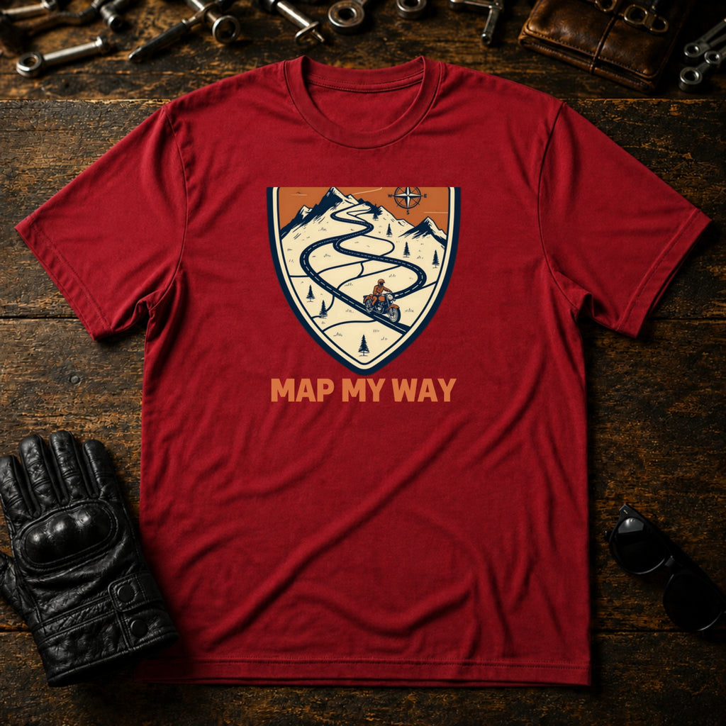 Road Trip Map Art T-Shirt - mockup 7 cardinal red