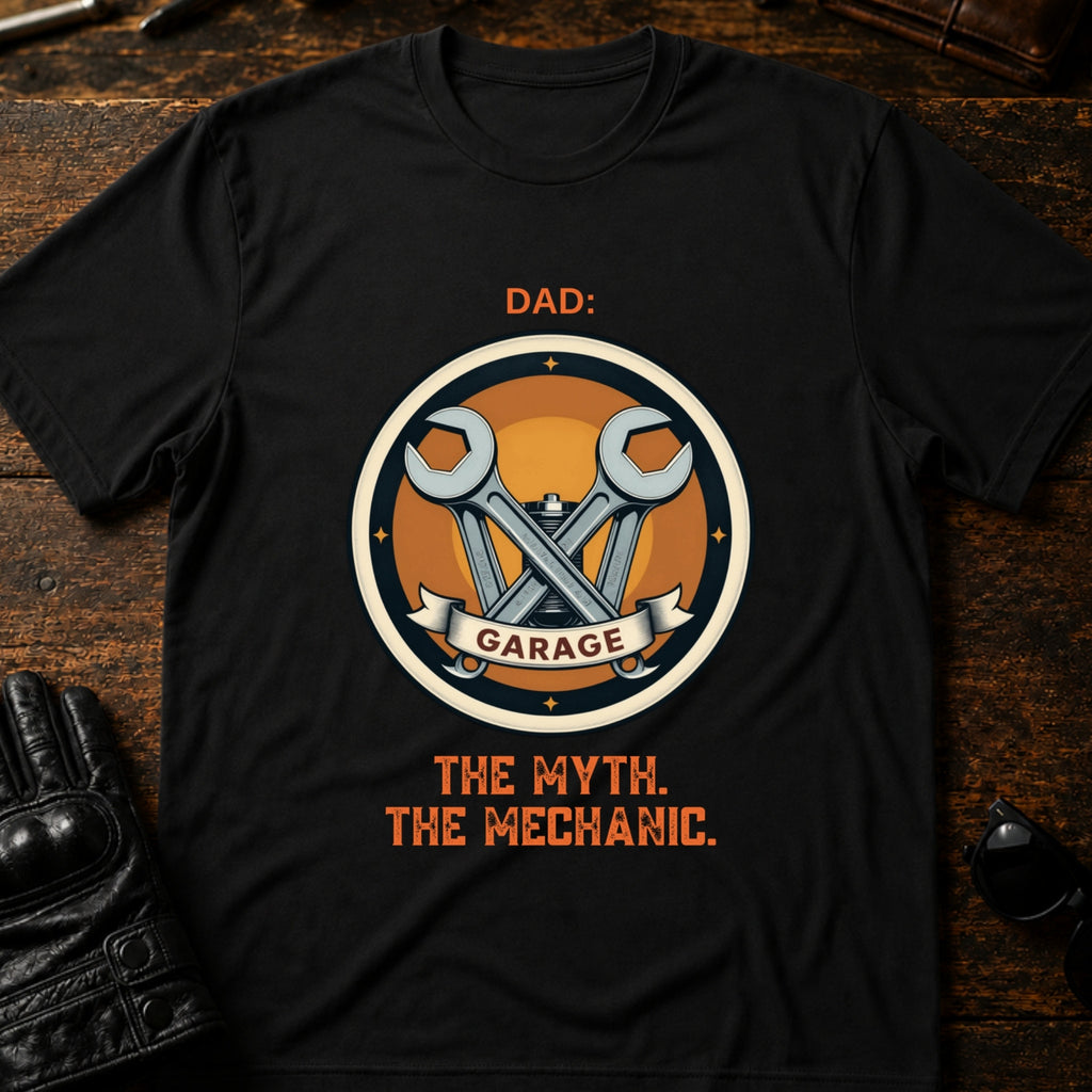 Dad The Man The Myth The Mechanic Motorcycle T-Shirt - mockup 1 black