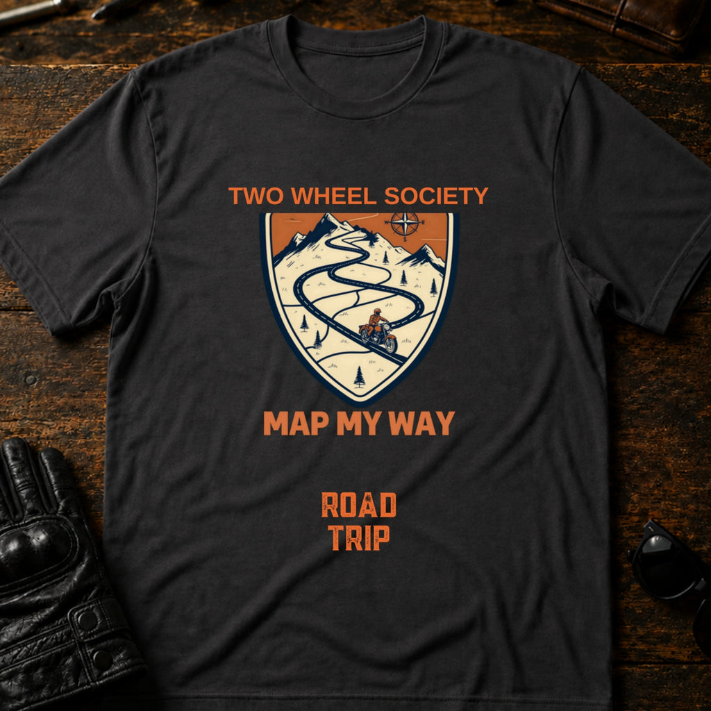 Road Trip Map Art T-Shirt - mockup 3 charcoal