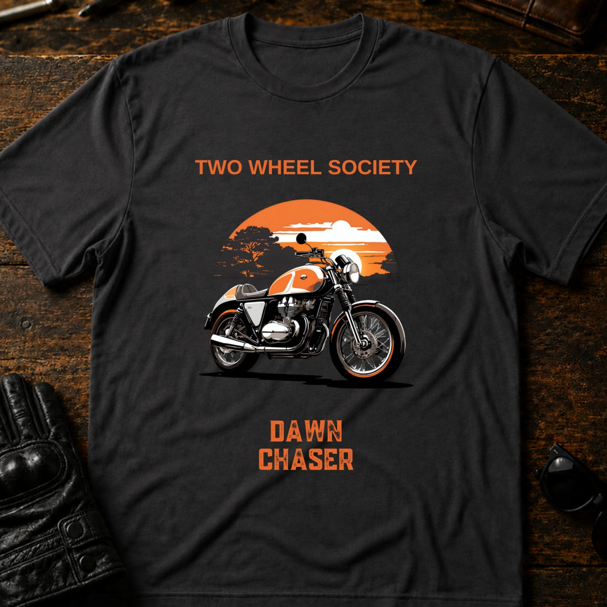Dawn Chaser Motorcycle T-Shirt, charcoal