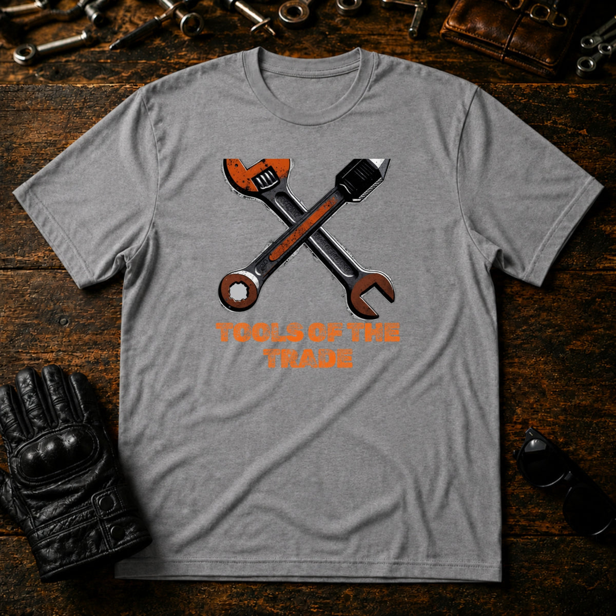 Grease Monkey Wrench T-Shirt - mockup 4 sport gray