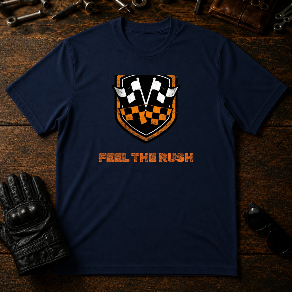 Speedway Spirit Badge T-Shirt - mockup 5 navy