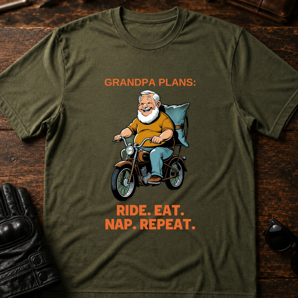 Grandpa Ride Then Nap Biker Grandpa T-Shirt - mockup 2 military green