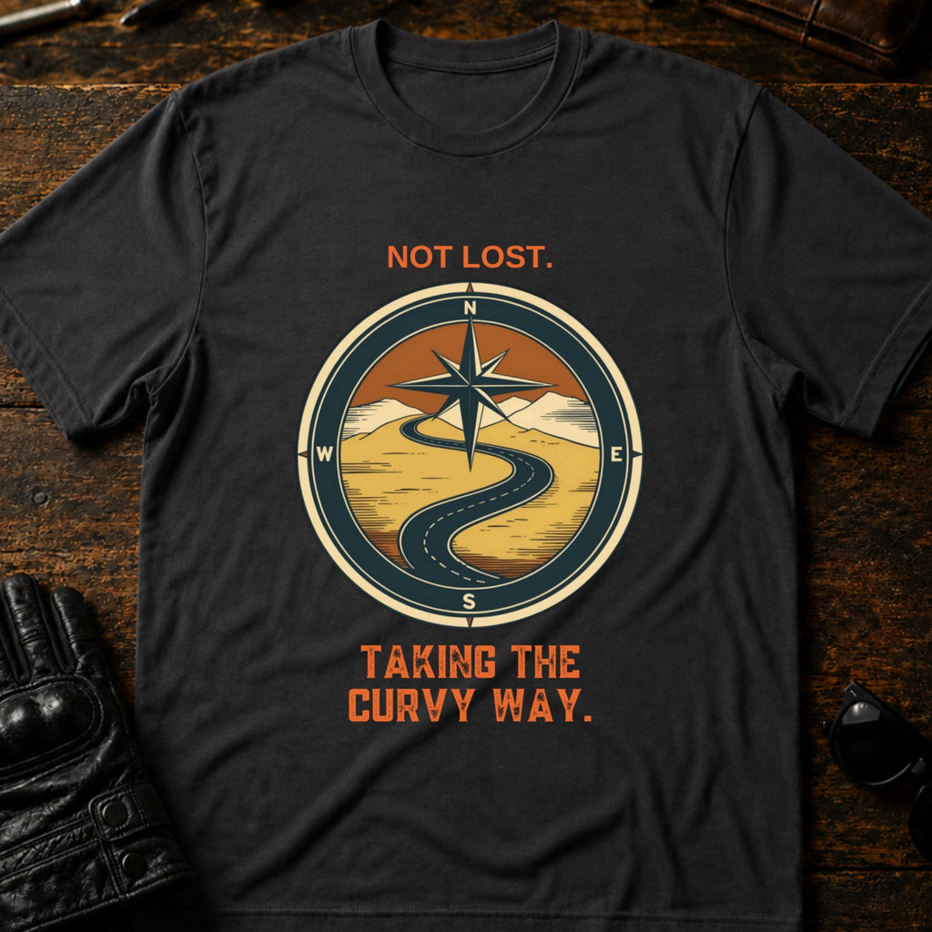 Not Lost Taking The Curvy Way Motorcycle T-Shirt - mockup 3 charcoal