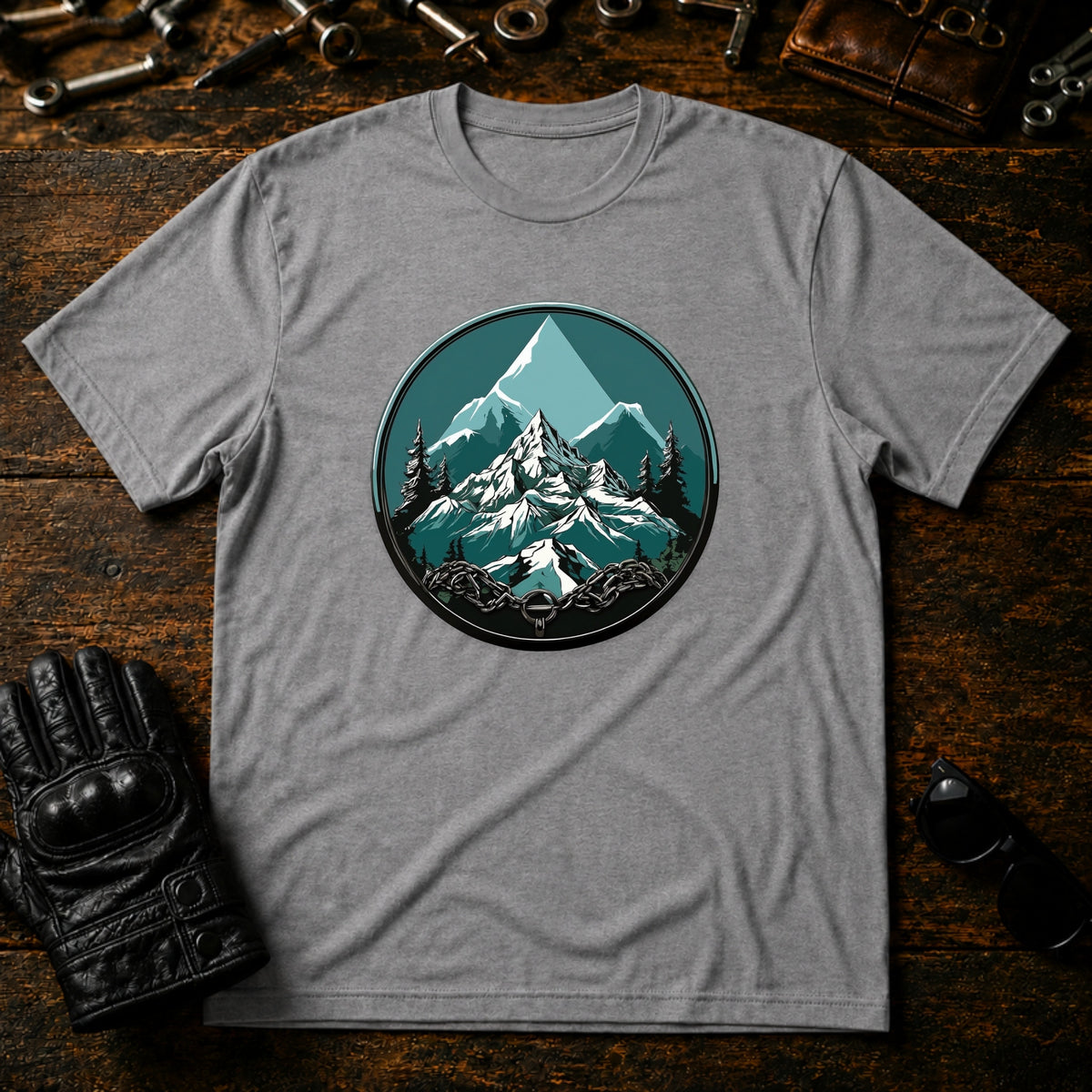 Mountain Pass Climb T-Shirt - mockup 4 sport gray