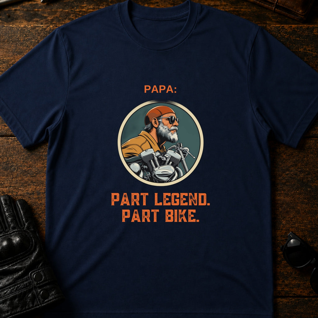 Papa Part Legend Part Motorcycle Grandpa Biker T-Shirt - mockup 5 navy