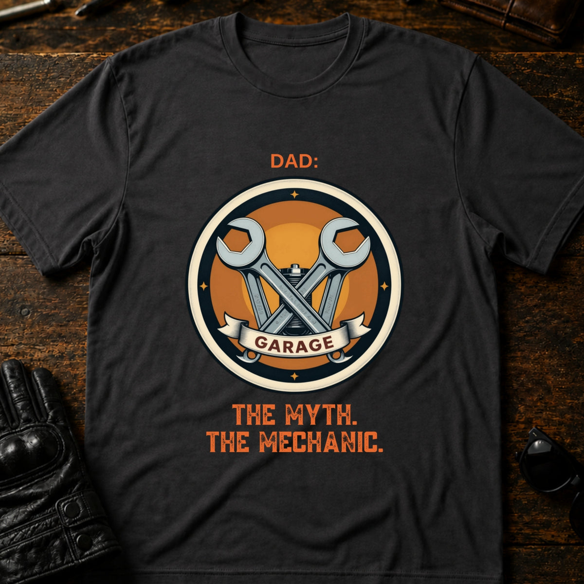 Dad The Man The Myth The Mechanic Motorcycle T-Shirt, charcoal