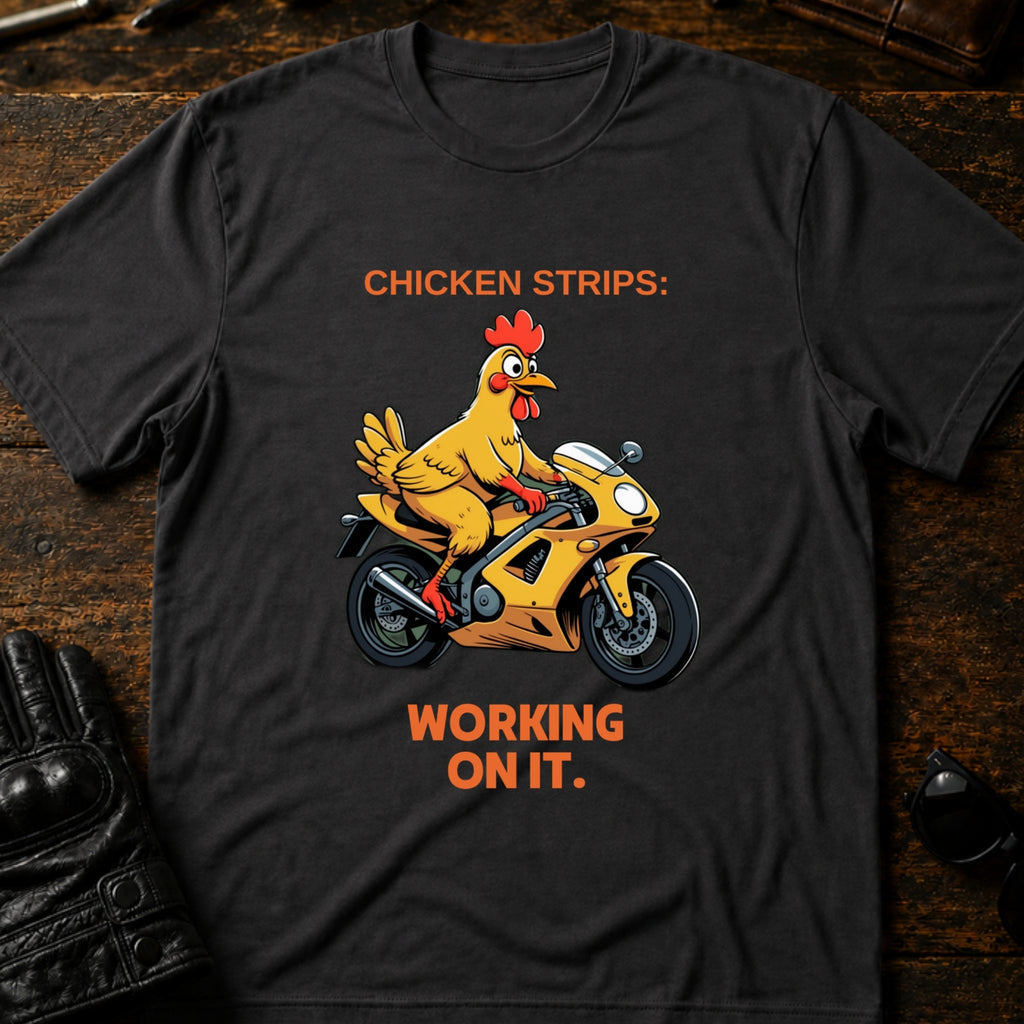 Chicken Strips Working On It Sportbike T-Shirt - mockup 3 charcoal
