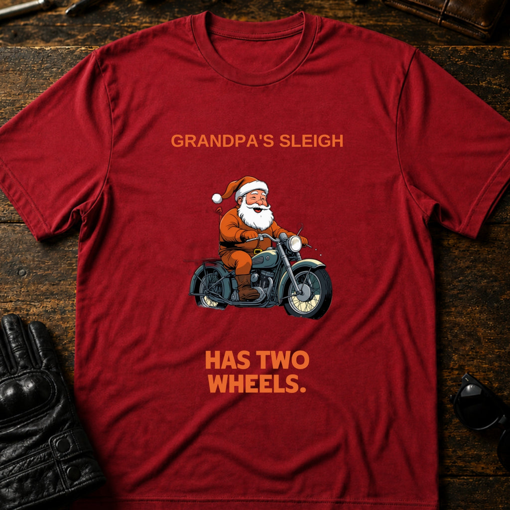 Grandpas Sleigh Has Two Wheels Christmas Biker T-Shirt - mockup 7 cardinal red