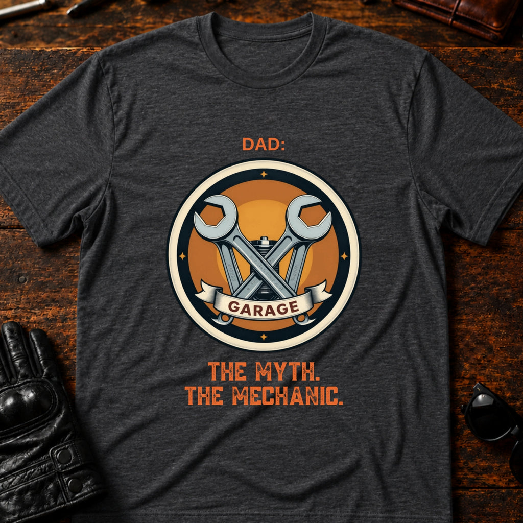 Dad The Man The Myth The Mechanic Motorcycle T-Shirt - mockup 8 dark heather