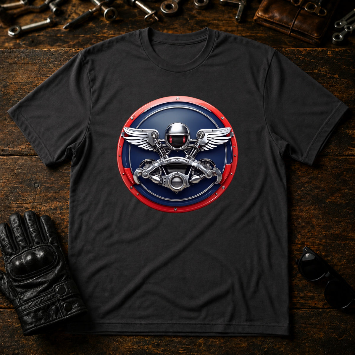 Vintage Garage Racer T-Shirt - mockup 3 charcoal
