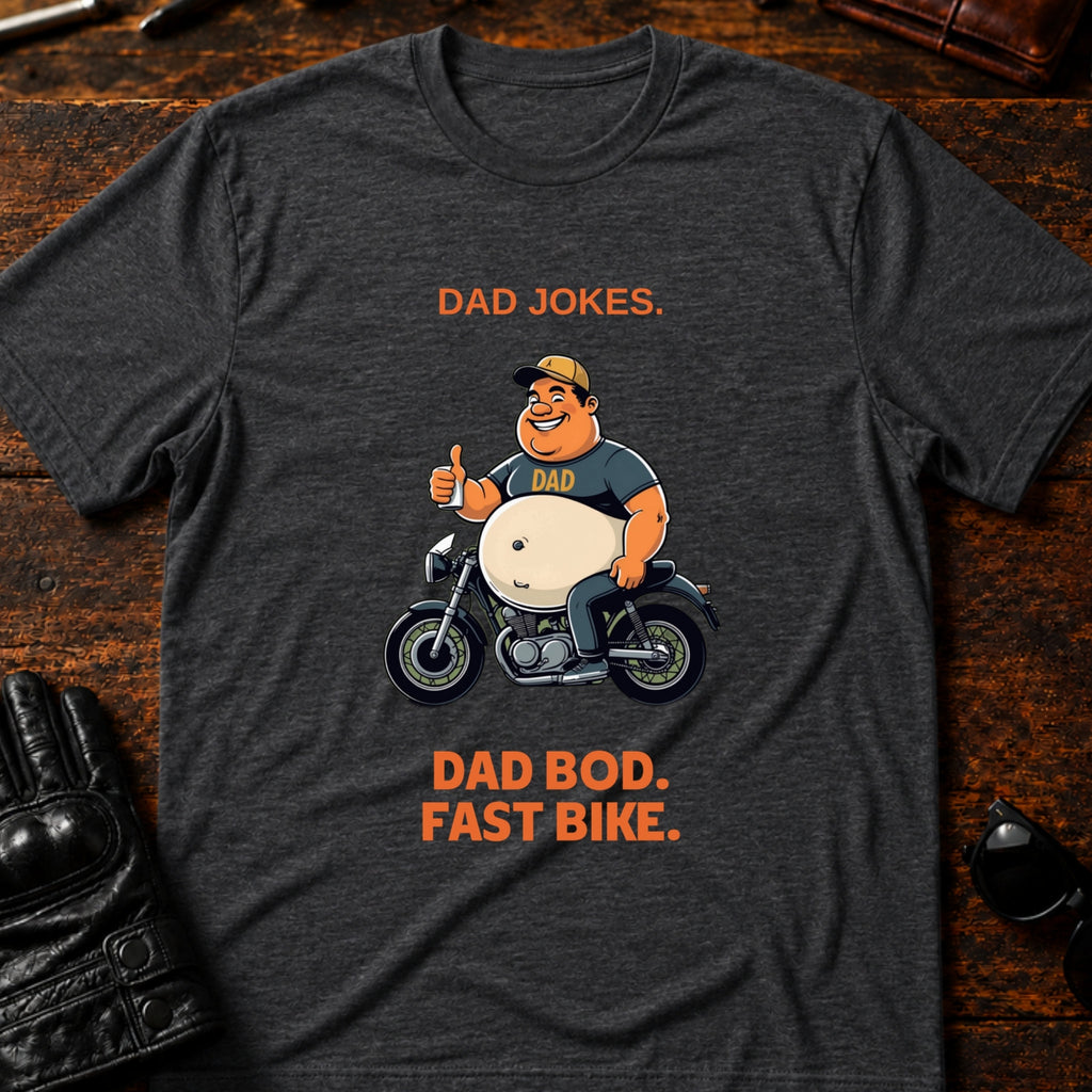 Dad Jokes Dad Bod Fast Bike T-Shirt - mockup 8 dark heather