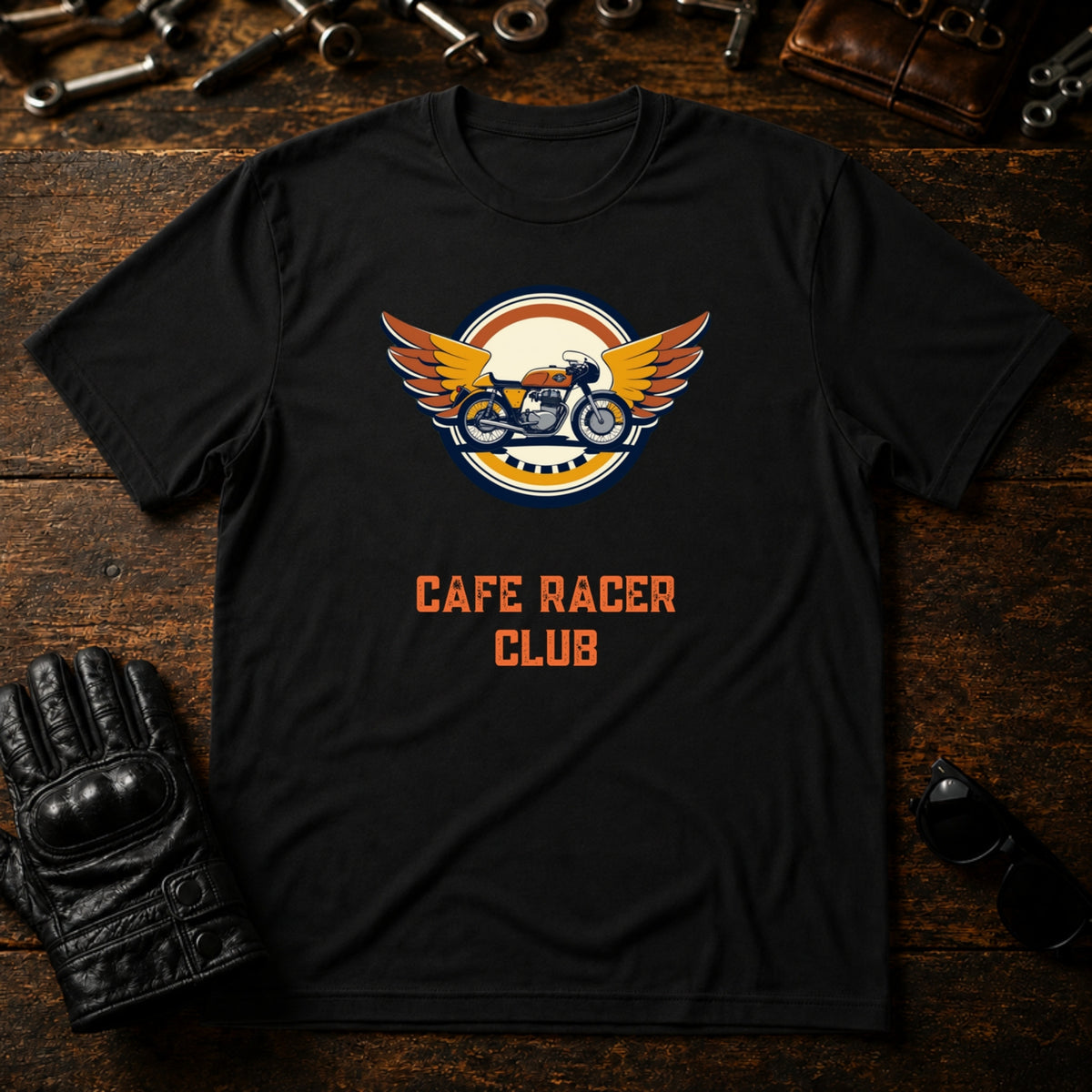 Cafe Racer Emblem T-Shirt - mockup 1 black