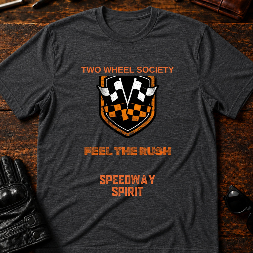 Speedway Spirit Badge T-Shirt - mockup 8 dark heather