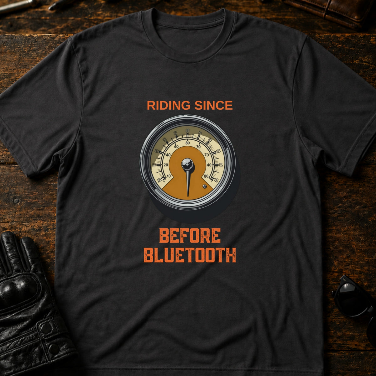Riding Since Before Bluetooth Vintage Biker T-Shirt, charcoal
