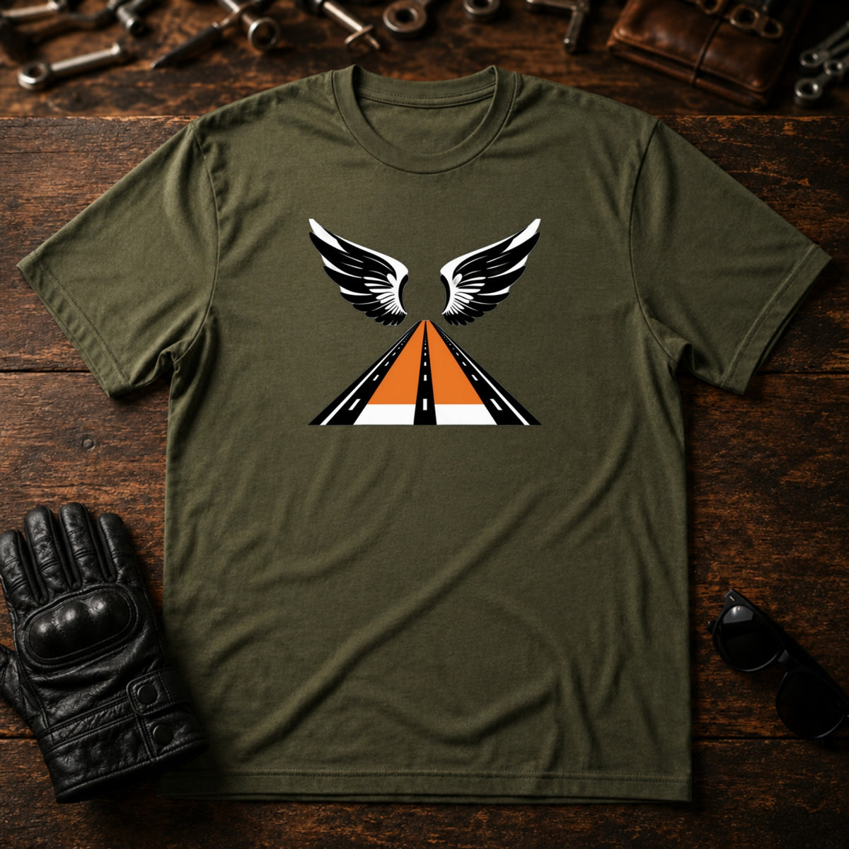 Freedom Ride Icon T-Shirt - mockup 2 military green