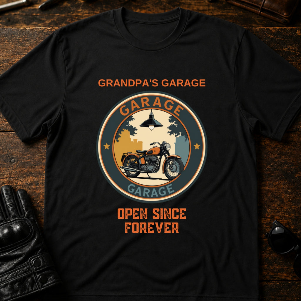 Grandpas Garage Open Since Forever Biker T-Shirt - mockup 1 black
