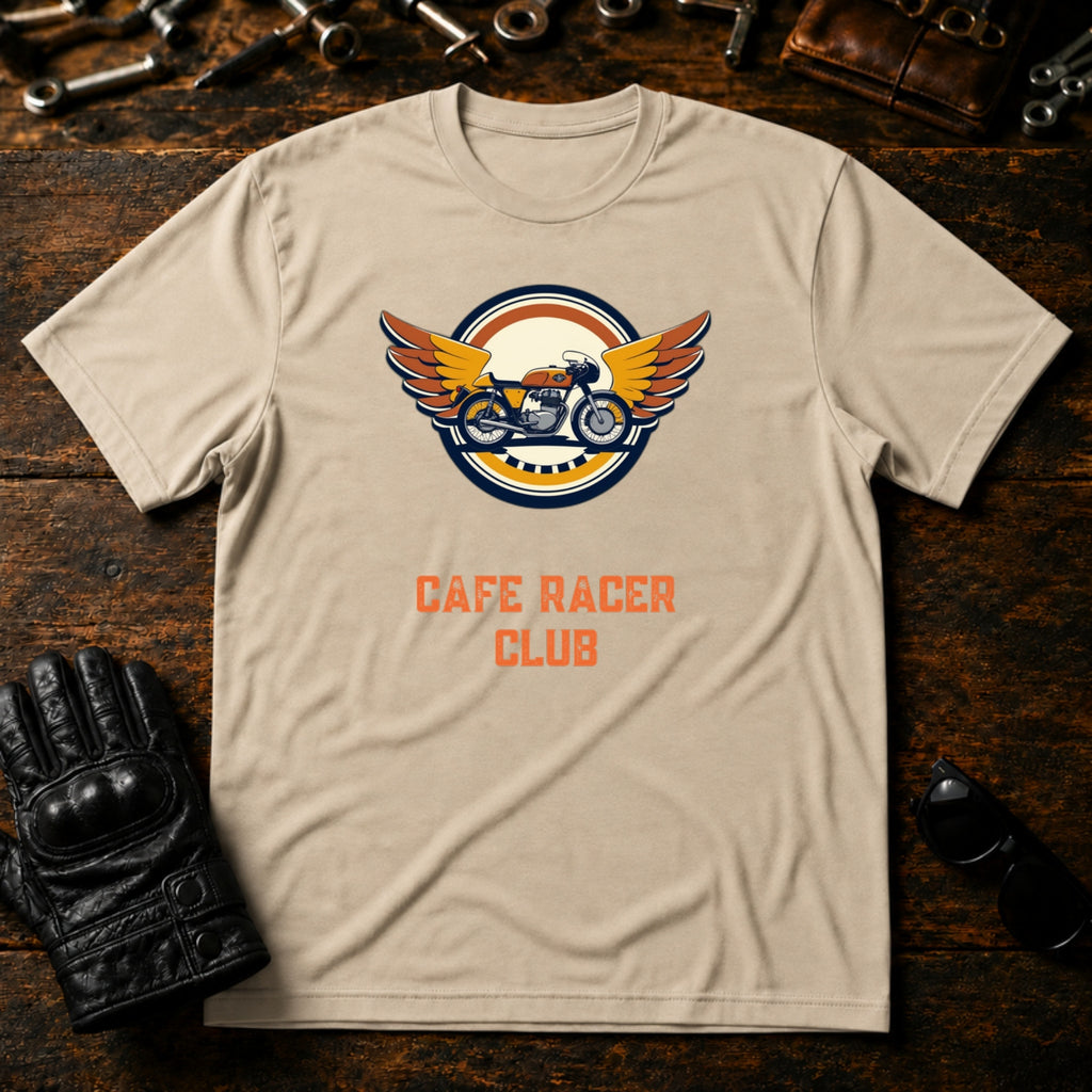 Cafe Racer Emblem T-Shirt - mockup 6 sand