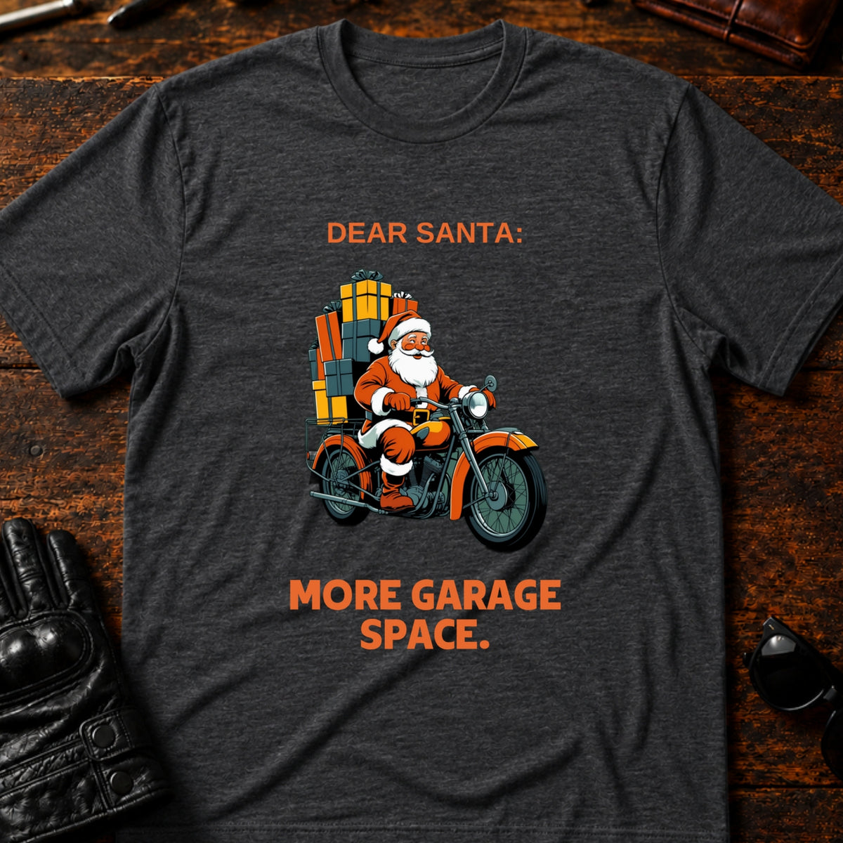 Dear Santa More Garage Space T-Shirt, dark heather
