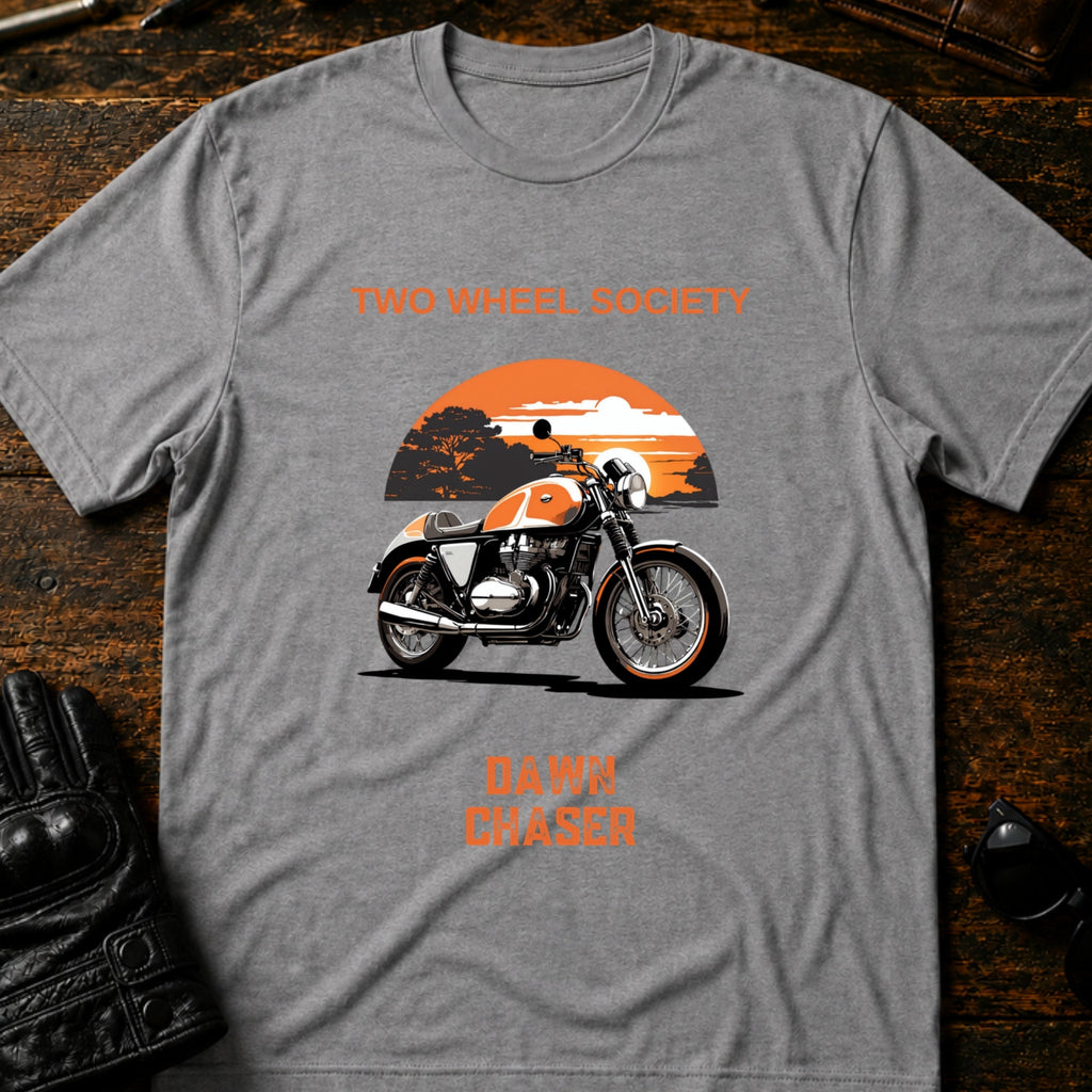 Dawn Chaser Motorcycle T-Shirt - mockup 4 sport gray