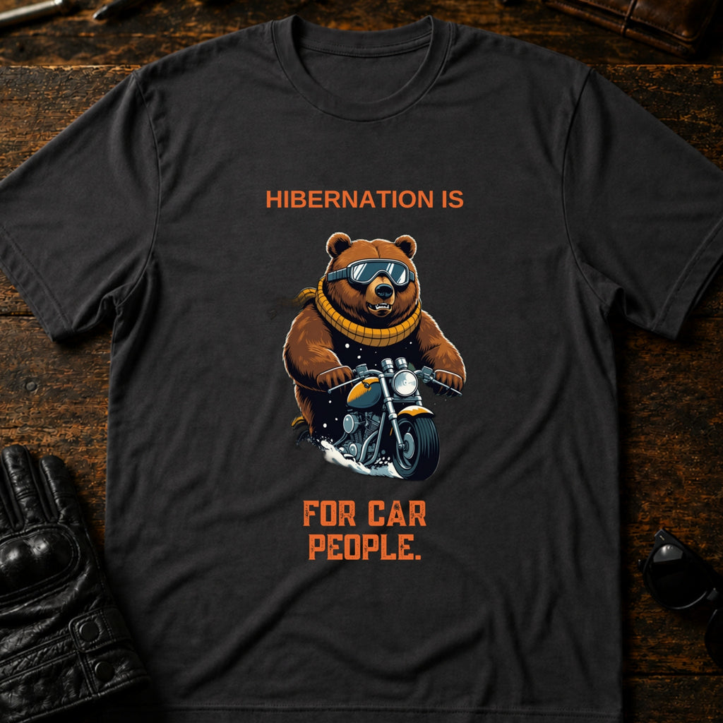 Hibernation Is For Car People Winter Biker T-Shirt - mockup 3 charcoal