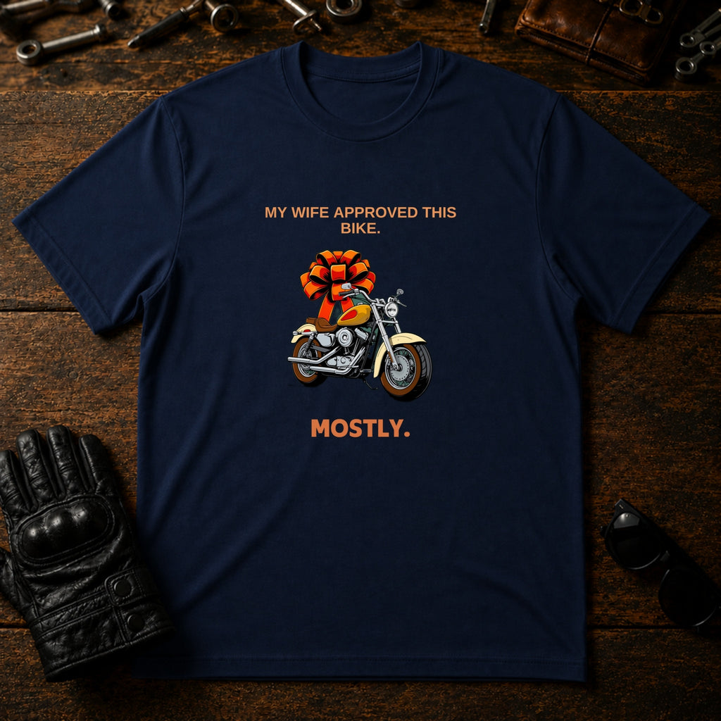 My Wife Approved This Bike T-Shirt - mockup 5 navy