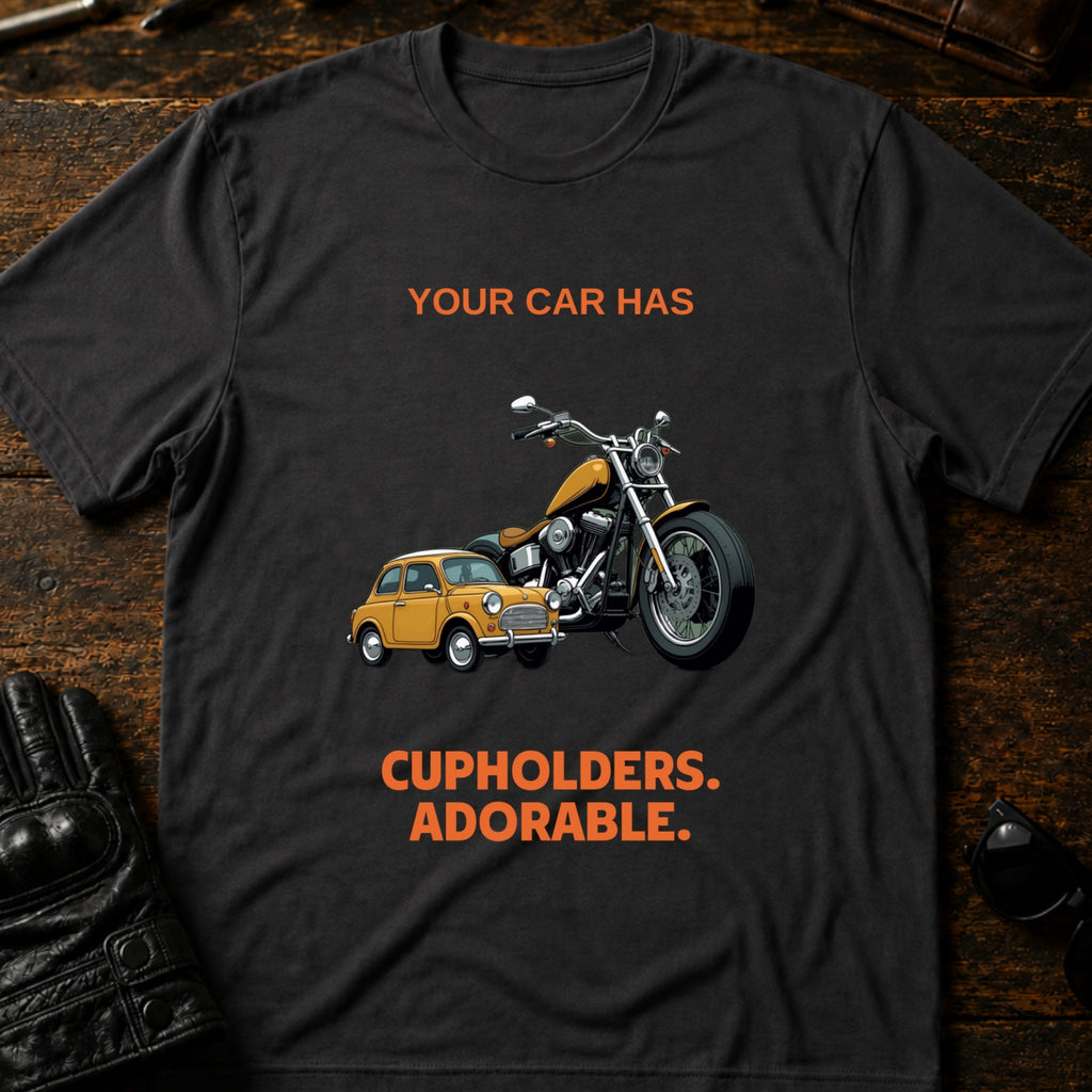 Your Car Has Cupholders Thats Adorable Biker T-Shirt - mockup 3 charcoal