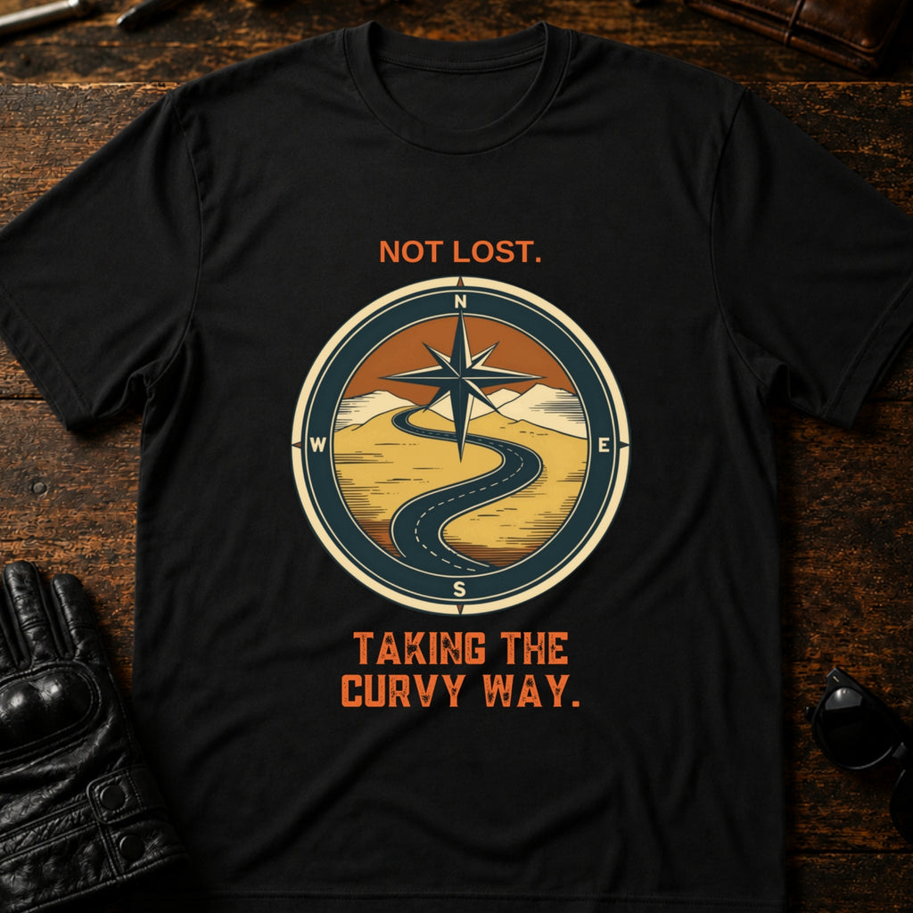 Not Lost Taking The Curvy Way Motorcycle T-Shirt - mockup 1 black