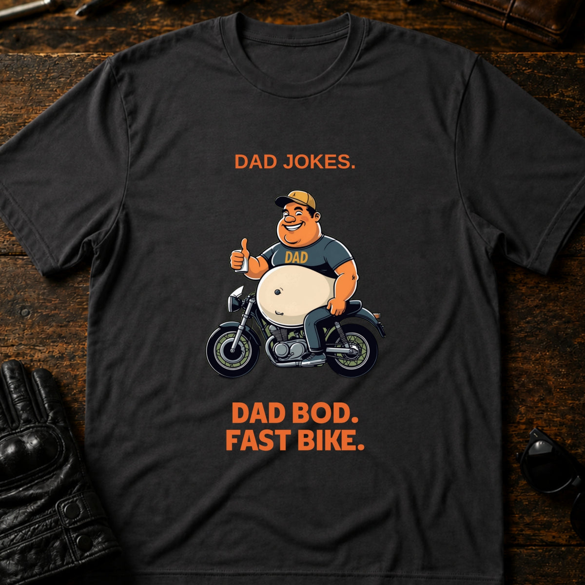 Dad Jokes Dad Bod Fast Bike T-Shirt, charcoal