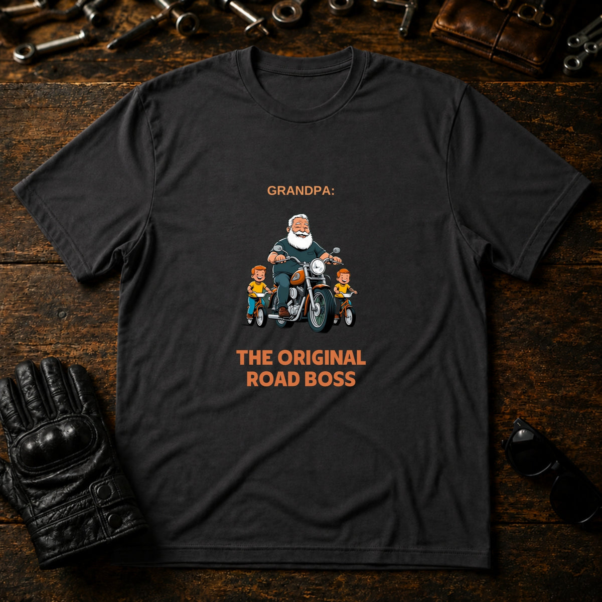 Grandpa The Original Road Boss T-Shirt - mockup 3 charcoal