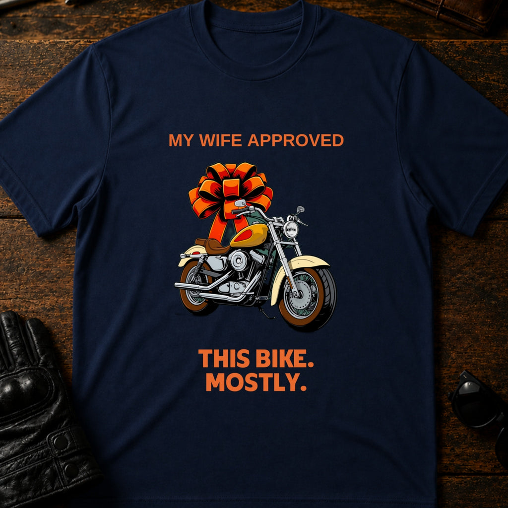 My Wife Approved This Bike T-Shirt - mockup 5 navy
