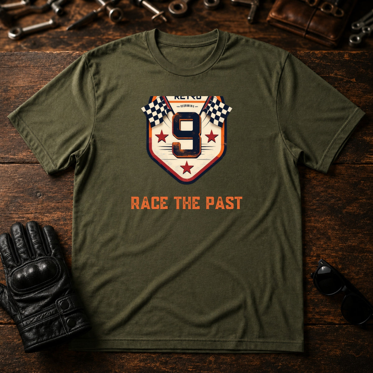Speedway Legends Badge T-Shirt - mockup 2 military green