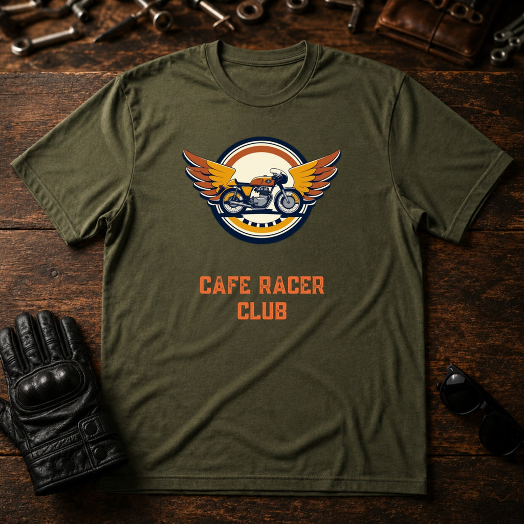 Cafe Racer Emblem T-Shirt - mockup 2 military green