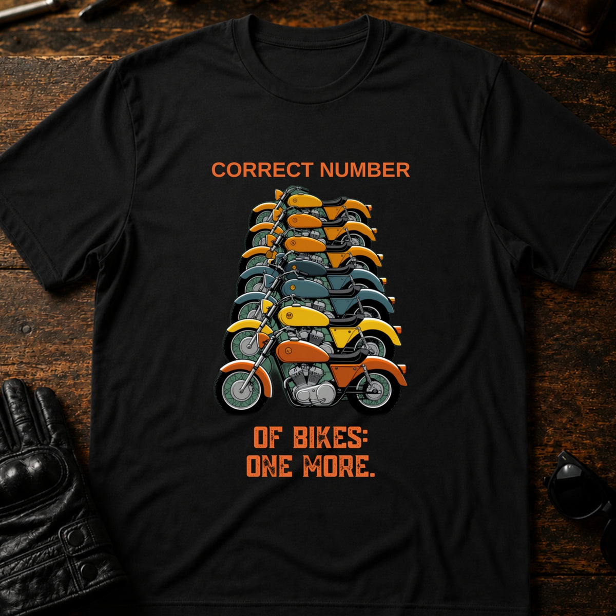Correct Number Of Bikes One More Funny Biker T-Shirt, black