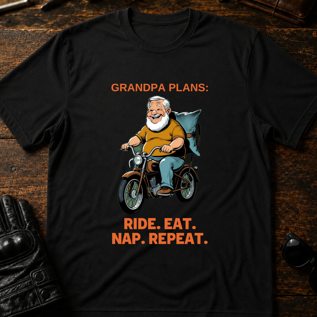 Grandpa Ride Then Nap Biker Grandpa T-Shirt - mockup 1 black