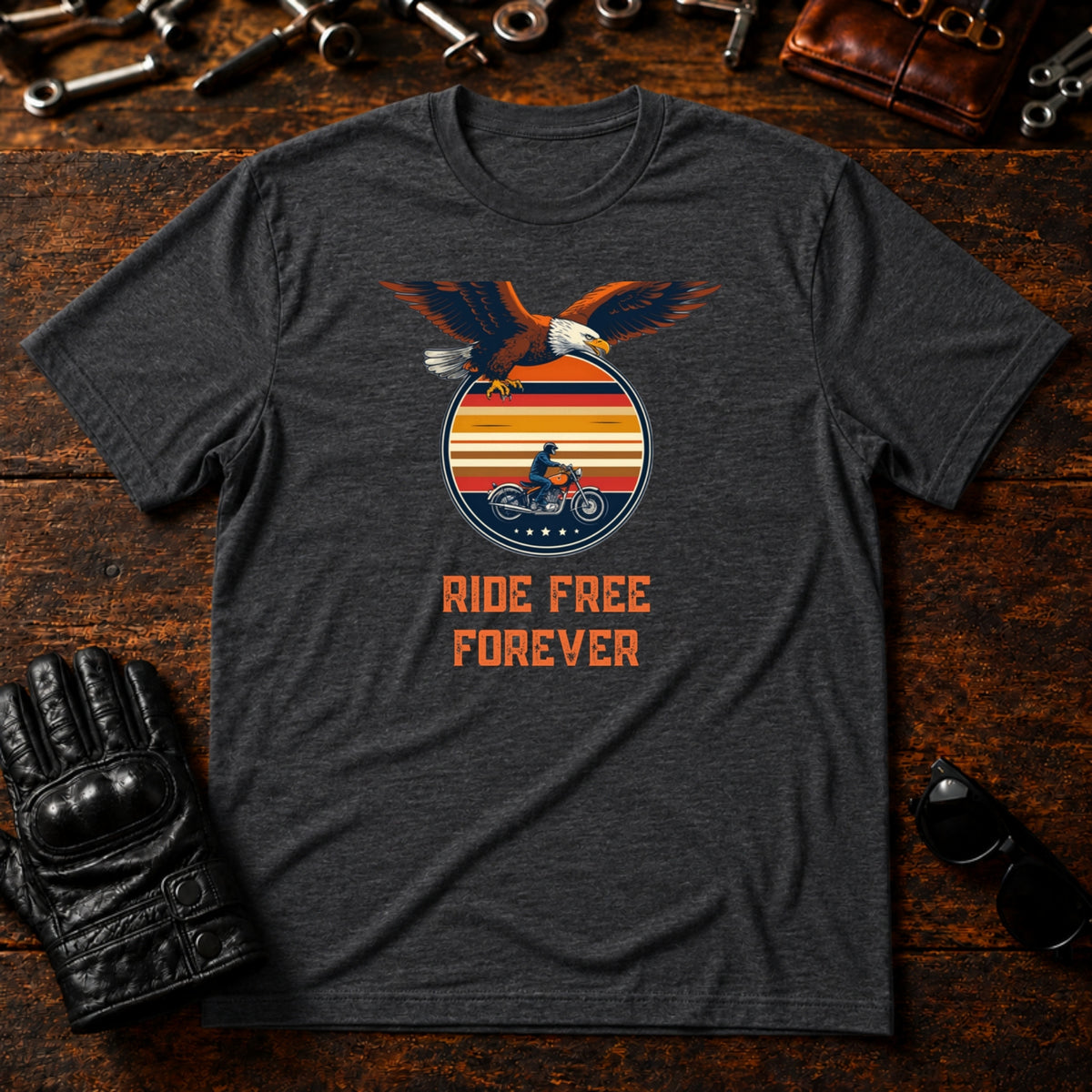 Ride Free Forever T-Shirt - mockup 8 dark heather