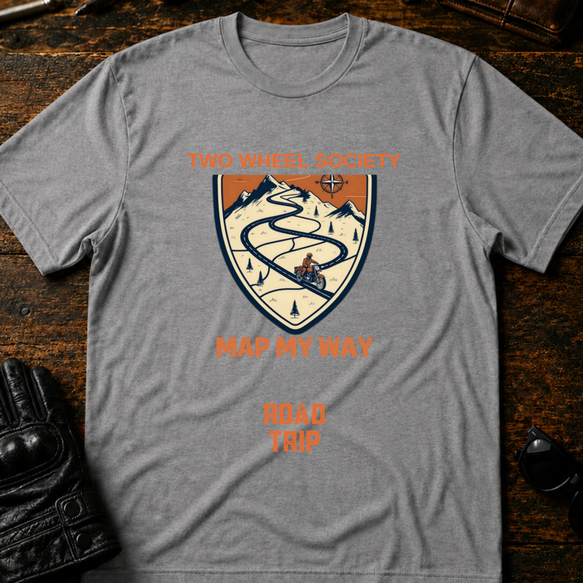 Road Trip Map Art T-Shirt, sport gray