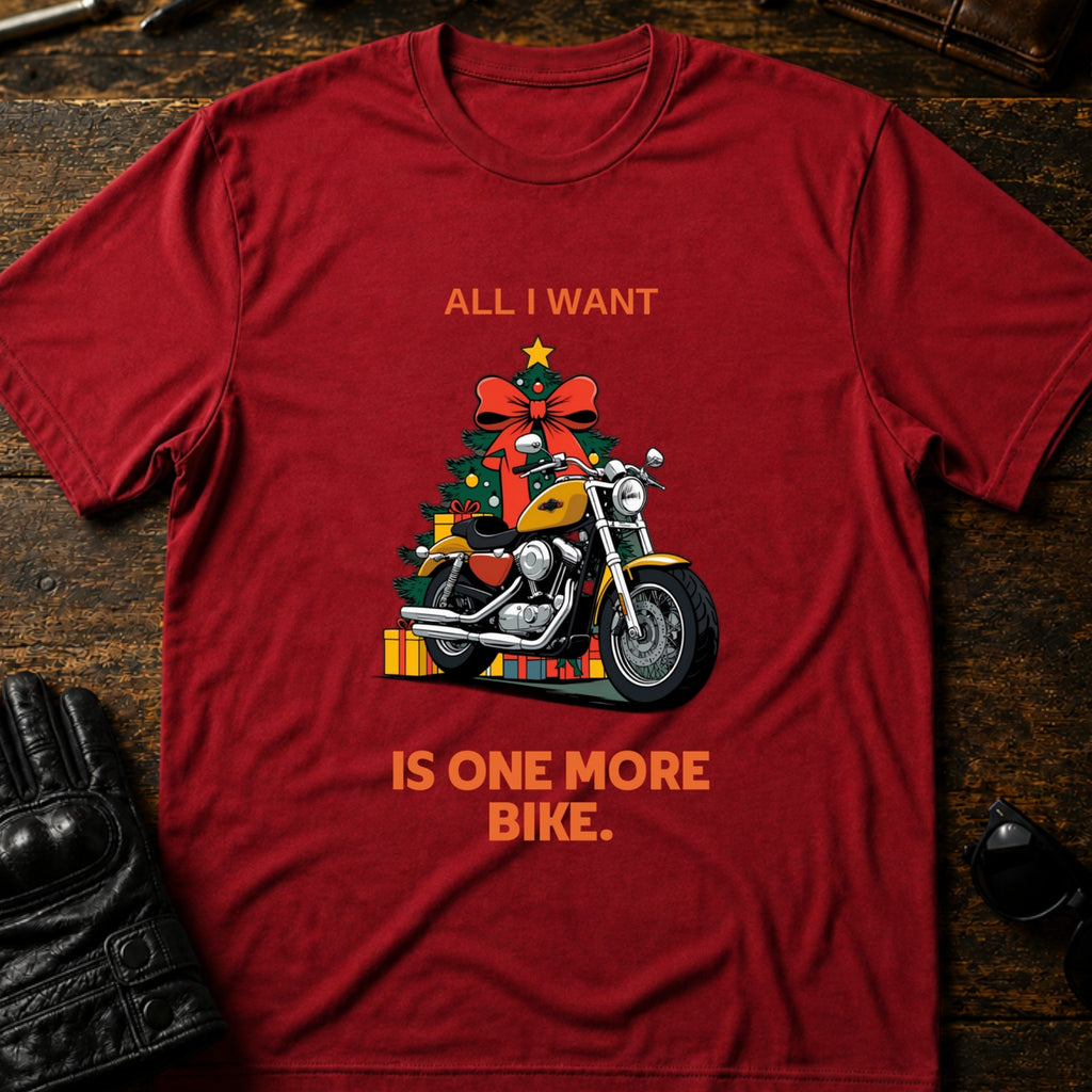 All I Want Is One More Bike Christmas Motorcycle T-Shirt - mockup 7 cardinal red