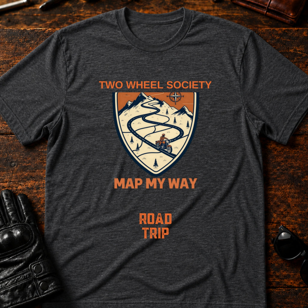 Road Trip Map Art T-Shirt - mockup 8 dark heather