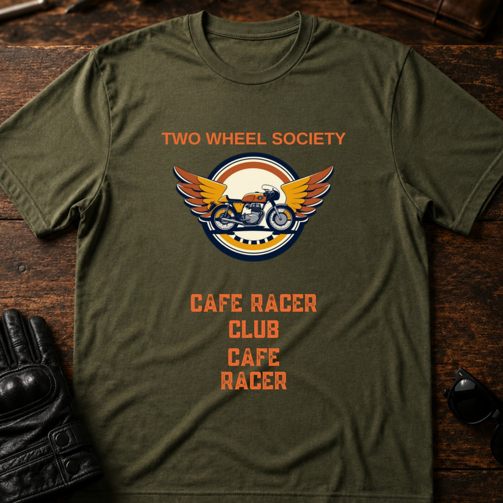 Cafe Racer Emblem T-Shirt - mockup 2 military green