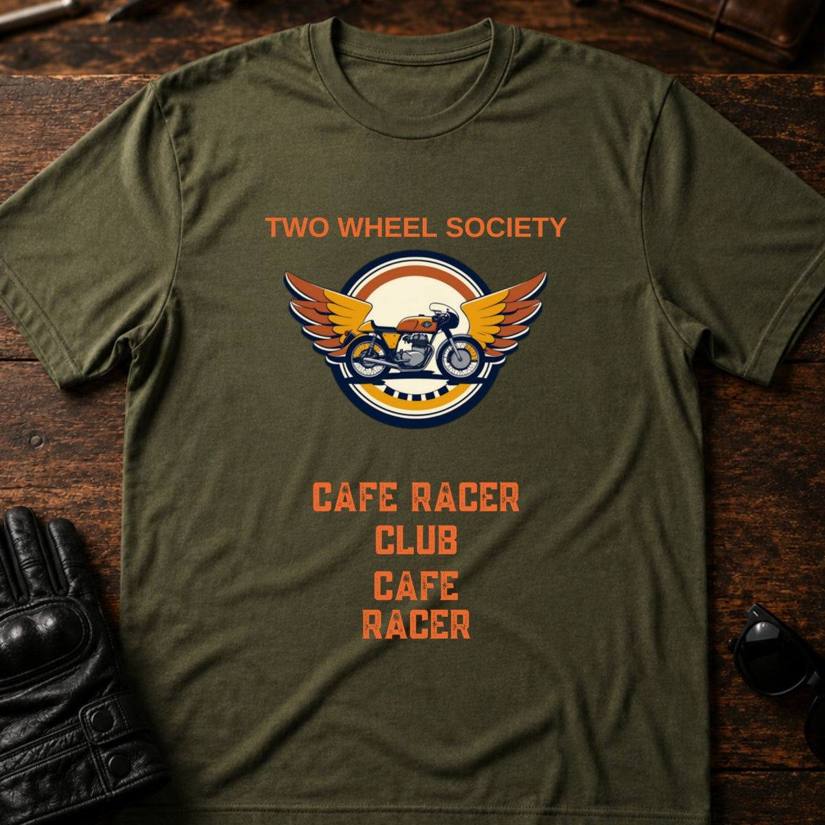 Cafe Racer Emblem T-Shirt, military green