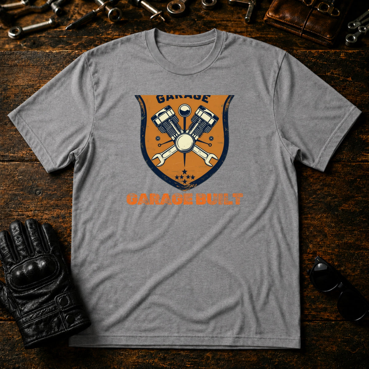 Garage Culture Vintage Badge T-Shirt - mockup 4 sport gray