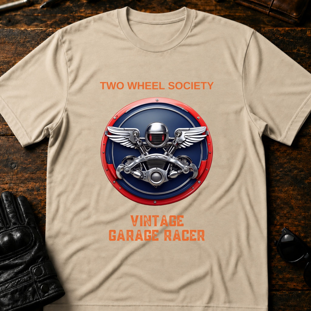 Vintage Garage Racer T-Shirt - mockup 6 sand