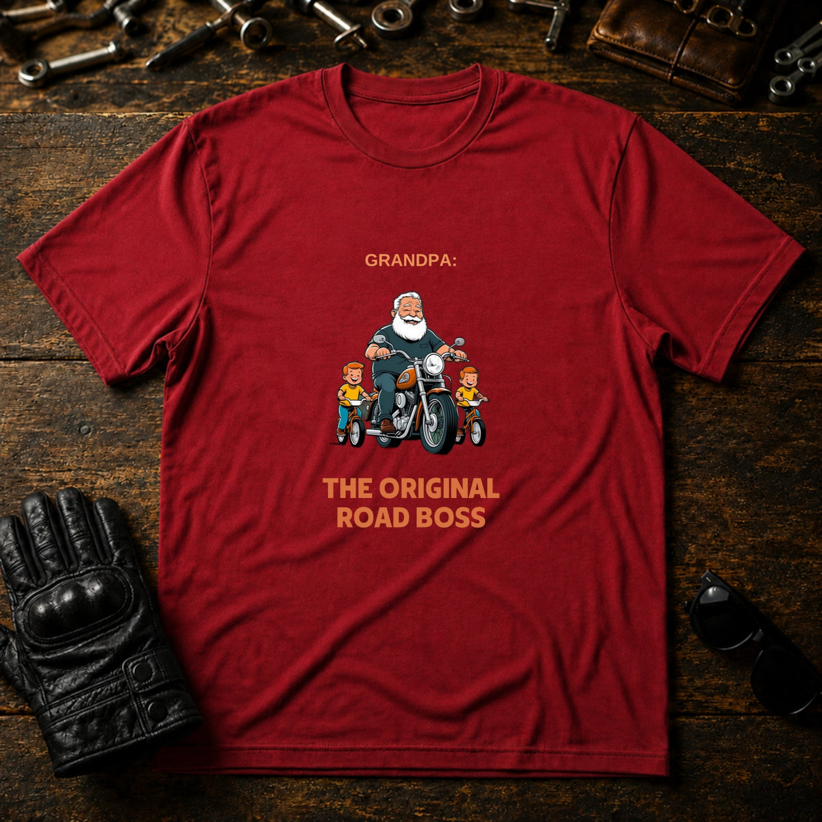 Grandpa The Original Road Boss T-Shirt - mockup 7 cardinal red